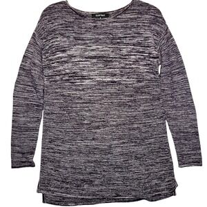 Ellen Tracy Bordeaux Ivory Space Dye Knit Sweater Crew Neck Long Sleeve Size M